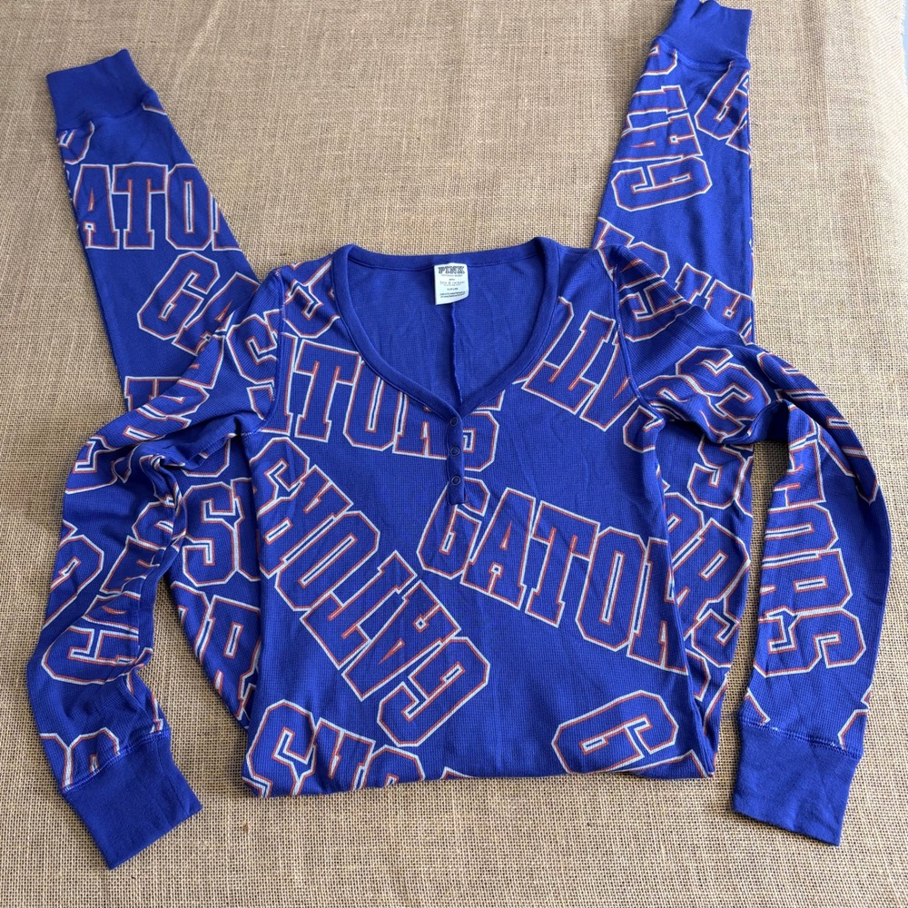 PINK Victoria's Secret Y2K Florida Gators Waffle Knit Union Suit Blue Small